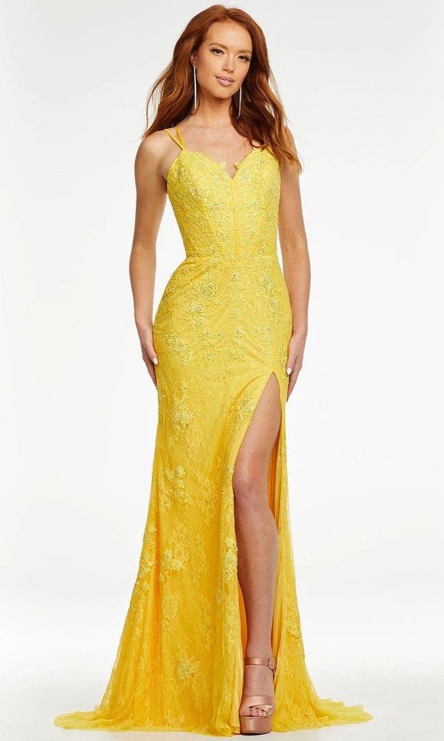Ashley Lauren - 11145 Lace Applique Gown With Slit 10 Ashley Lauren - 11145 Lace Applique Gown With Slit