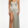 Ashley Lauren - 11156 Beaded Plunging Gown With Slit