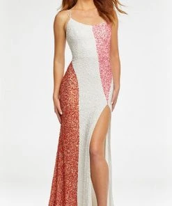 Ashley Lauren - 11160 Scoop Color Block Sequin Gown