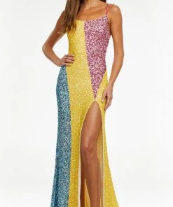 Ashley Lauren - 11160 Scoop Color Block Sequin Gown