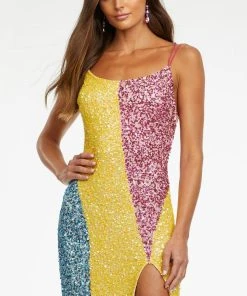 Ashley Lauren - 11160 Scoop Color Block Sequin Gown