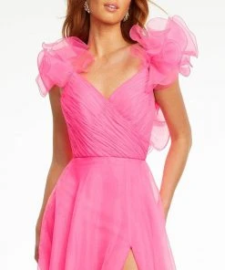 Ashley Lauren - 11166 Ruffled V-Neck A-Line Gown