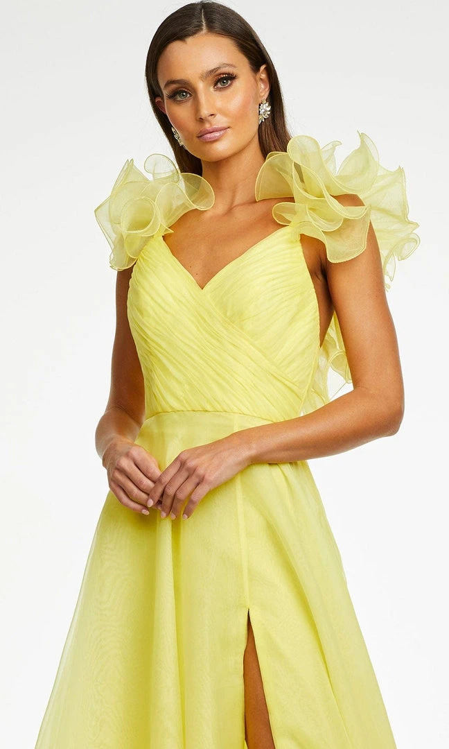 Ashley Lauren - 11166 Ruffled V-Neck A-Line Gown 11 Ashley Lauren - 11166 Ruffled V-Neck A-Line Gown