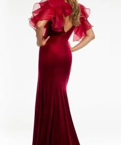 Ashley Lauren - 11172 Ruffled Shoulder High Slit Gown 19 Ashley Lauren - 11172 Ruffled Shoulder High Slit Gown