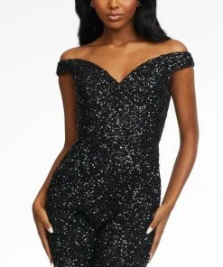 Ashley Lauren - 11175 Off Shoulder Sequin Jumpsuit
