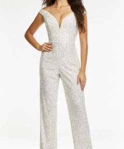 Ashley Lauren - 11185 Sequined Off Shoulder Jumpsuit