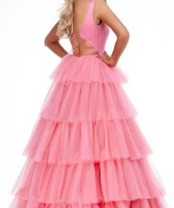 Ashley Lauren - 11187 Sleeveless Tiered Tulle Gown