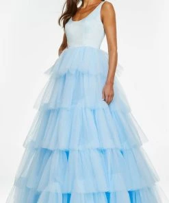 Ashley Lauren - 11187 Sleeveless Tiered Tulle Gown