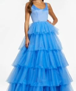 Ashley Lauren - 11187 Sleeveless Tiered Tulle Gown