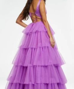 Ashley Lauren - 11187 Sleeveless Tiered Tulle Gown