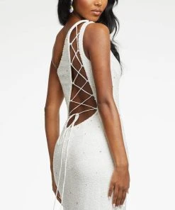 Ashley Lauren - 11189 Sequin Plunging Lace Up Gown
