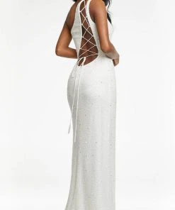 Ashley Lauren - 11189 Sequin Plunging Lace Up Gown