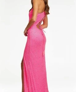 Ashley Lauren - 11189 Sequin Plunging Lace Up Gown