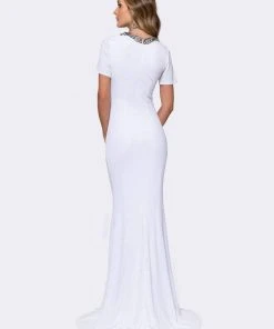 Ashley Lauren - 1187 Short Sleeve Jersey Evening Dress