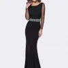 Ashley Lauren - 1191 Bejeweled Bateau Jersey Sheath Dress