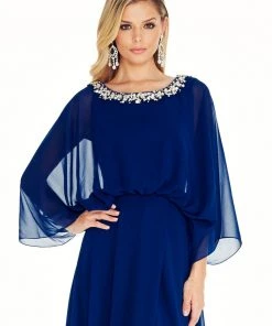 Ashley Lauren - 1273 Embellished Bateau Chiffon A-line Dress