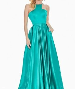 Ashley Lauren - 1385 Halter Satin A-line Dress