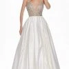 Ashley Lauren - 1389 Crystal Beaded V-Neck Satin Gown