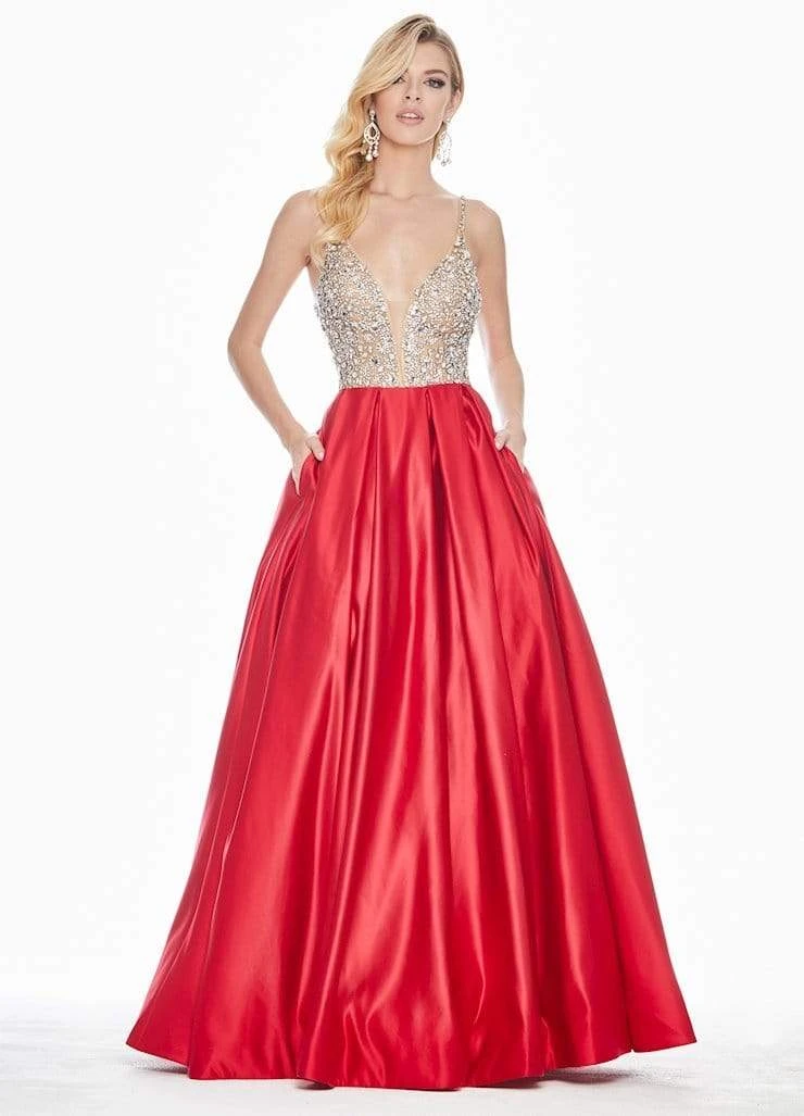 Ashley Lauren - 1389 Crystal Beaded V-Neck Satin Gown 5 Ashley Lauren - 1389 Crystal Beaded V-Neck Satin Gown