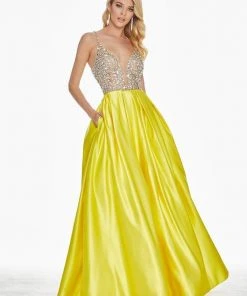 Ashley Lauren - 1389 Crystal Beaded V-Neck Satin Gown 13 Ashley Lauren - 1389 Crystal Beaded V-Neck Satin Gown