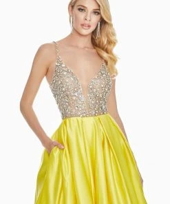 Ashley Lauren - 1389 Crystal Beaded V-Neck Satin Gown 15 Ashley Lauren - 1389 Crystal Beaded V-Neck Satin Gown