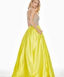 Ashley Lauren - 1389 Crystal Beaded V-Neck Satin Gown 14 Ashley Lauren - 1389 Crystal Beaded V-Neck Satin Gown