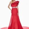 Ashley Lauren - 1398 Ruffle Accented Asymmetrical Overskirt Gown