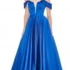 Ashley Lauren - 1399 Illusion Plunging Satin Off Shoulder Gown