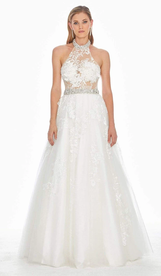 Ashley Lauren - 1402 Embroidered Halter Tulle Ballgown 3 Ashley Lauren - 1402 Embroidered Halter Tulle Ballgown