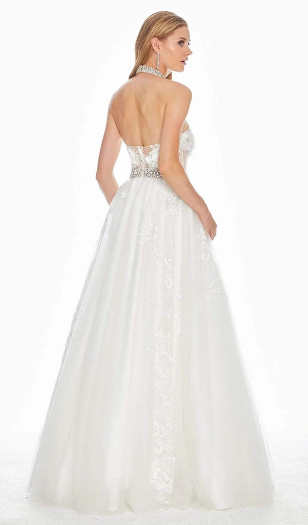 Ashley Lauren - 1402 Embroidered Halter Tulle Ballgown 4 Ashley Lauren - 1402 Embroidered Halter Tulle Ballgown