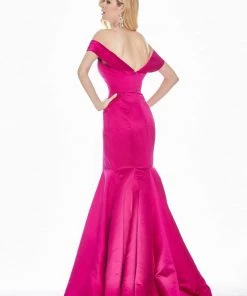 Ashley Lauren - 1410 Draped Plunging Off Shoulder Mermaid Gown