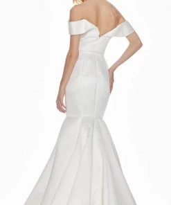 Ashley Lauren - 1410 Draped Plunging Off Shoulder Mermaid Gown