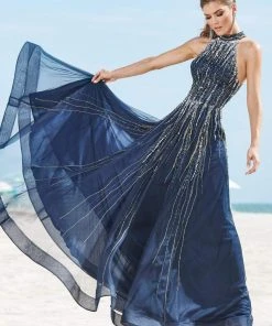 Ashley Lauren - 1426 Sequin Embellished High Halter Gown