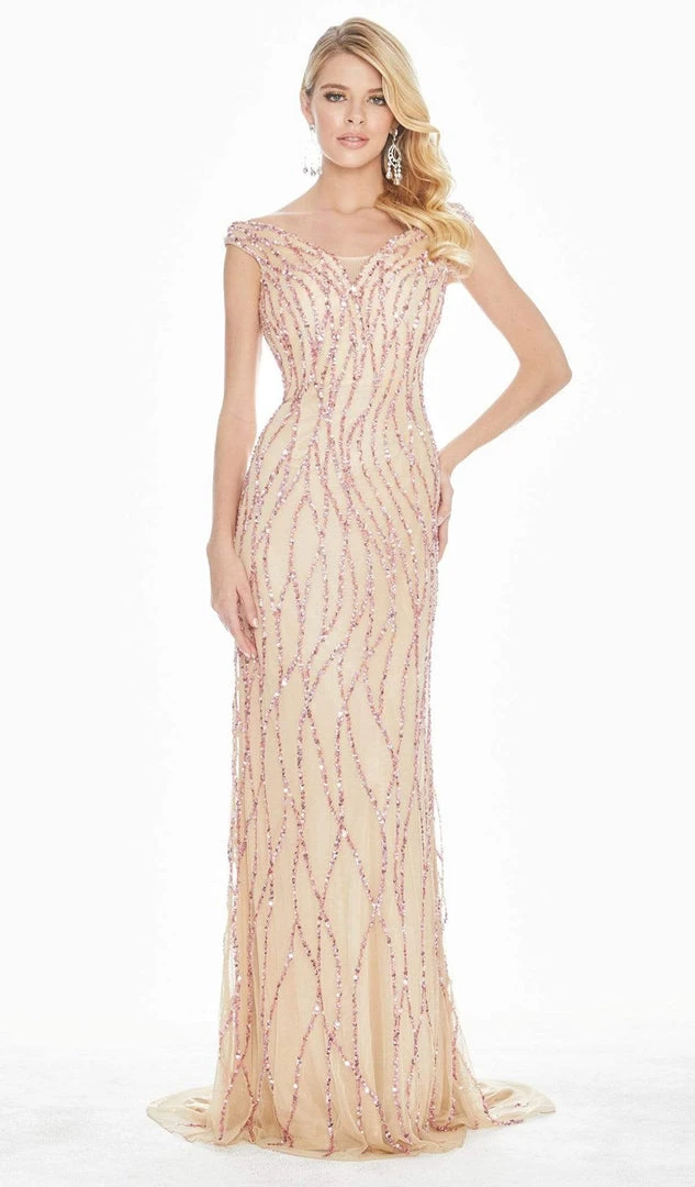 Ashley Lauren - 1429 Sequin Embellished Off-Shoulder Gown 3 Ashley Lauren - 1429 Sequin Embellished Off-Shoulder Gown