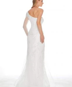 Ashley Lauren - 1432 Beaded One Shoulder Sleeve Dress 11 Ashley Lauren - 1432 Beaded One Shoulder Sleeve Dress