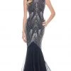 Ashley Lauren - 1444 Bedazzled Jewel Neck Tulle Mermaid Dress
