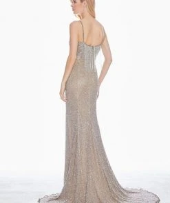 Ashley Lauren - 1451 Beaded Fringe V-Neck Dress