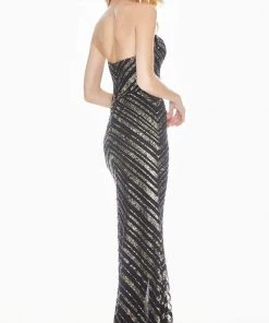 Ashley Lauren - 1454 Two Tone Sequined Sweetheart Sheath Dress