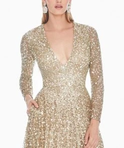 Ashley Lauren - 1456 Ombre Sequined V-neck A-line Dress 9 Ashley Lauren - 1456 Ombre Sequined V-neck A-line Dress