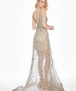 Ashley Lauren - 1457 Sequined Plunging V-Neck Dress 13 Ashley Lauren - 1457 Sequined Plunging V-Neck Dress