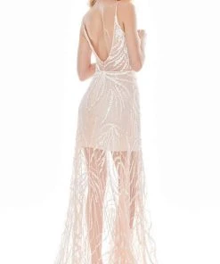 Ashley Lauren - 1457 Sequined Plunging V-Neck Dress 10 Ashley Lauren - 1457 Sequined Plunging V-Neck Dress