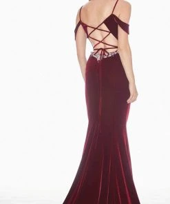 Ashley Lauren - 1473 Plunge Notched Off Shoulder Velvet Gown 9 Ashley Lauren - 1473 Plunge Notched Off Shoulder Velvet Gown