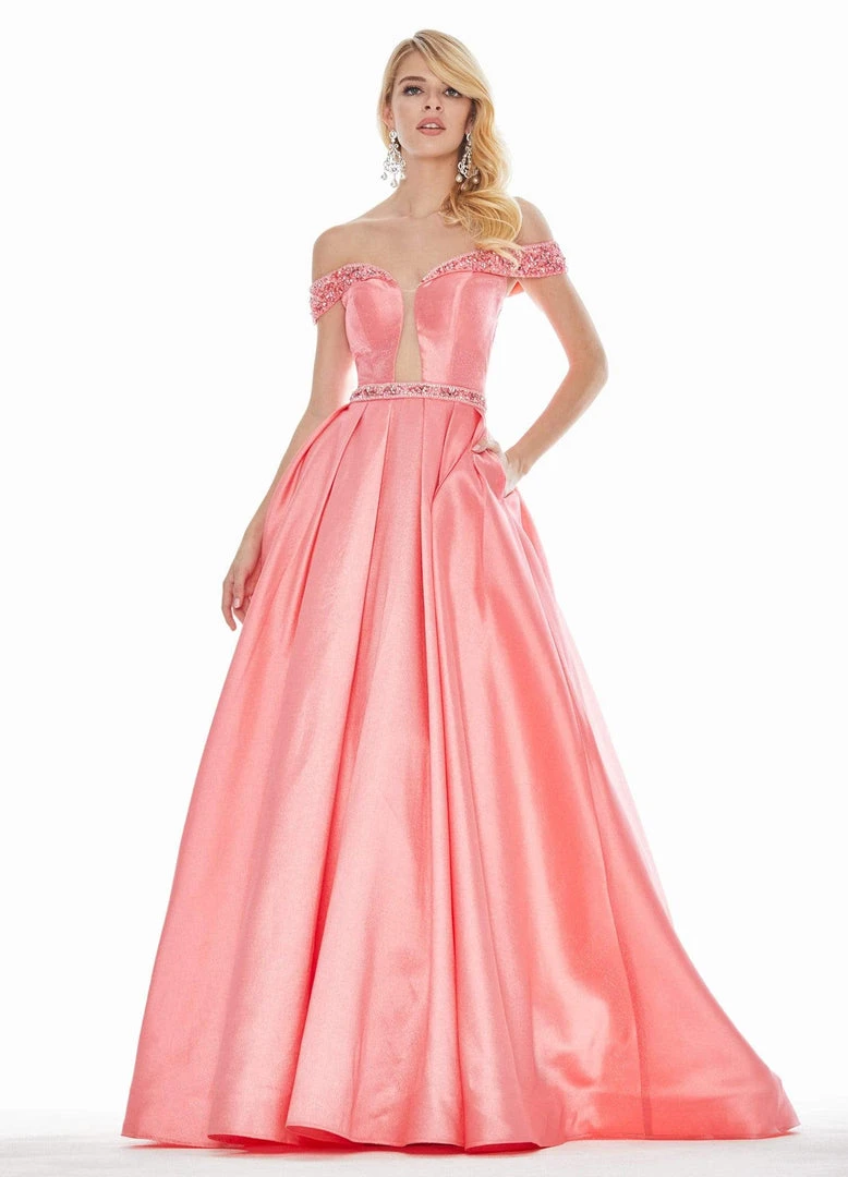 Ashley Lauren - 1476 Beaded Plunging Off-Shoulder Ballgown With Train 7 Ashley Lauren - 1476 Beaded Plunging Off-Shoulder Ballgown With Train