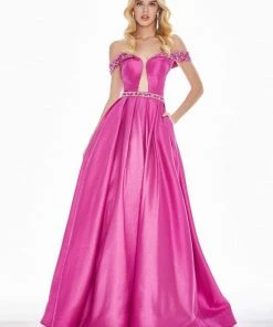 Ashley Lauren - 1476 Beaded Plunging Off-Shoulder Ballgown With Train 20 Ashley Lauren - 1476 Beaded Plunging Off-Shoulder Ballgown With Train