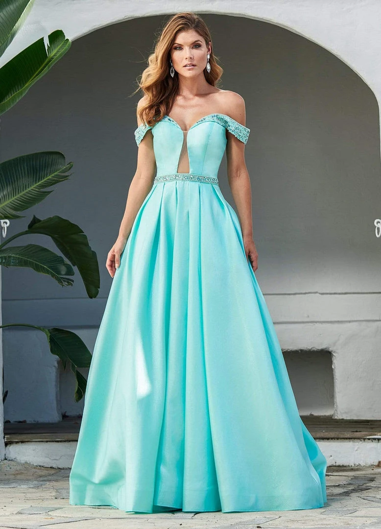 Ashley Lauren - 1476 Beaded Plunging Off-Shoulder Ballgown With Train 5 Ashley Lauren - 1476 Beaded Plunging Off-Shoulder Ballgown With Train