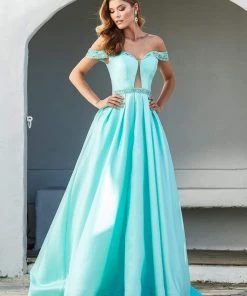 Ashley Lauren - 1476 Beaded Plunging Off-Shoulder Ballgown With Train 17 Ashley Lauren - 1476 Beaded Plunging Off-Shoulder Ballgown With Train