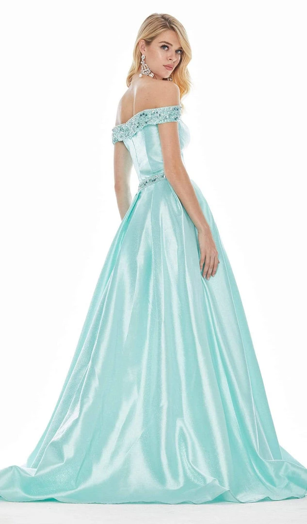 Ashley Lauren - 1476 Beaded Plunging Off-Shoulder Ballgown With Train 4 Ashley Lauren - 1476 Beaded Plunging Off-Shoulder Ballgown With Train