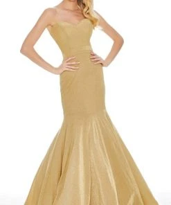 Ashley Lauren - 1487 Metallic Sweetheart Bodice Trumpet Gown