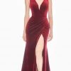 Ashley Lauren - 1494 Faux Wrap High Slit Velvet Gown 2 Ashley Lauren - 1494 Faux Wrap High Slit Velvet Gown