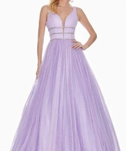 Ashley Lauren - 1502 Deep V-neck Glitter Tulle Ballgown 18 Ashley Lauren - 1502 Deep V-neck Glitter Tulle Ballgown
